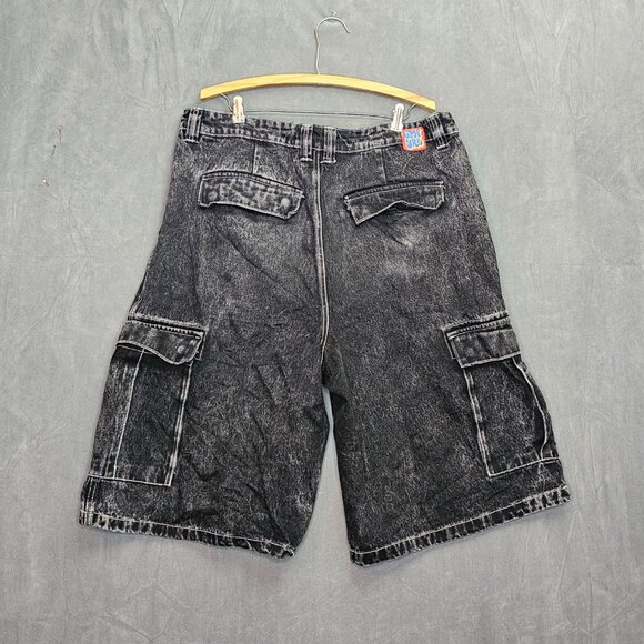 Empyre Men’s Super Baggy Long Denim Cargo Shorts Jeans Size 36 Y2K Skater Grunge - Picture 6 of 10